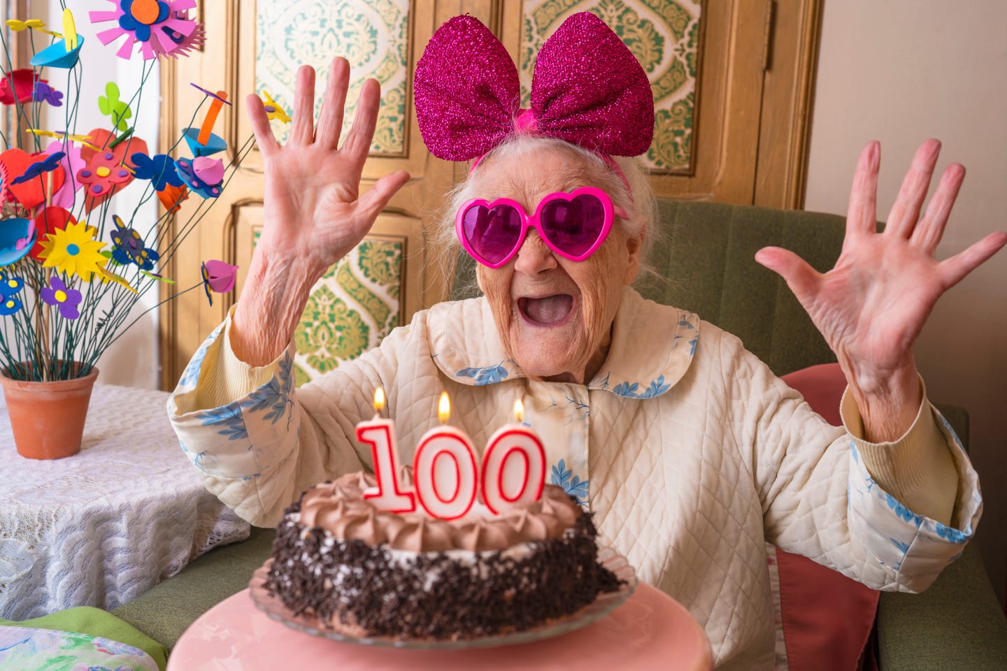 100 years old birthday cake to old woman elderly celebration funny humor
